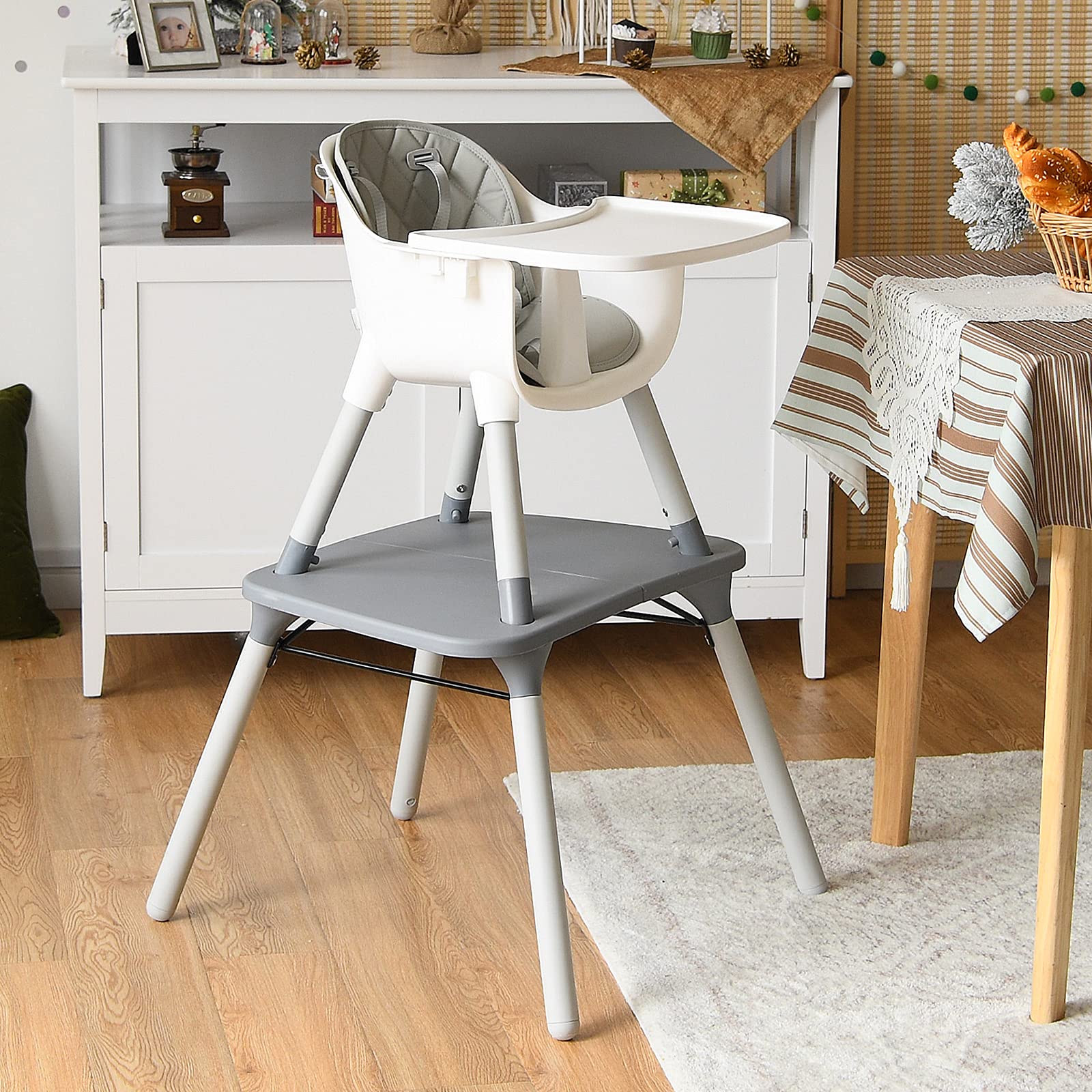 5-in-1 Multifunctional Convertible Baby Highchair with Harness & Removable Tray