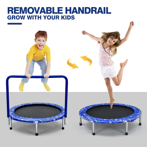 36” Kids Trampoline, Foldable Mini Rebounder with Full Covered Handle and Safety Pad