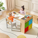 INFANS Kids Table and Chair Set, Toddler Art Craft Play Wood Activity Desk with 2 Chairs