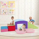 OLAKIDS Climbing Toys for Toddlers, 7 Piece Indoor Baby Foam Blocks Soft Play Set with PU Leather