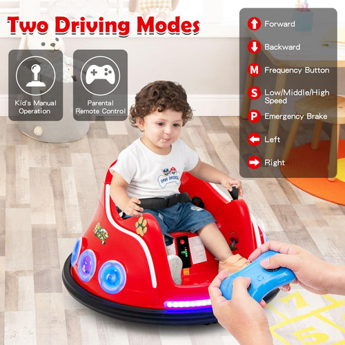 Kids Ride On Car, 12V Electric Bumper Car for Children W/Remote Control, 360 Degree Spin
