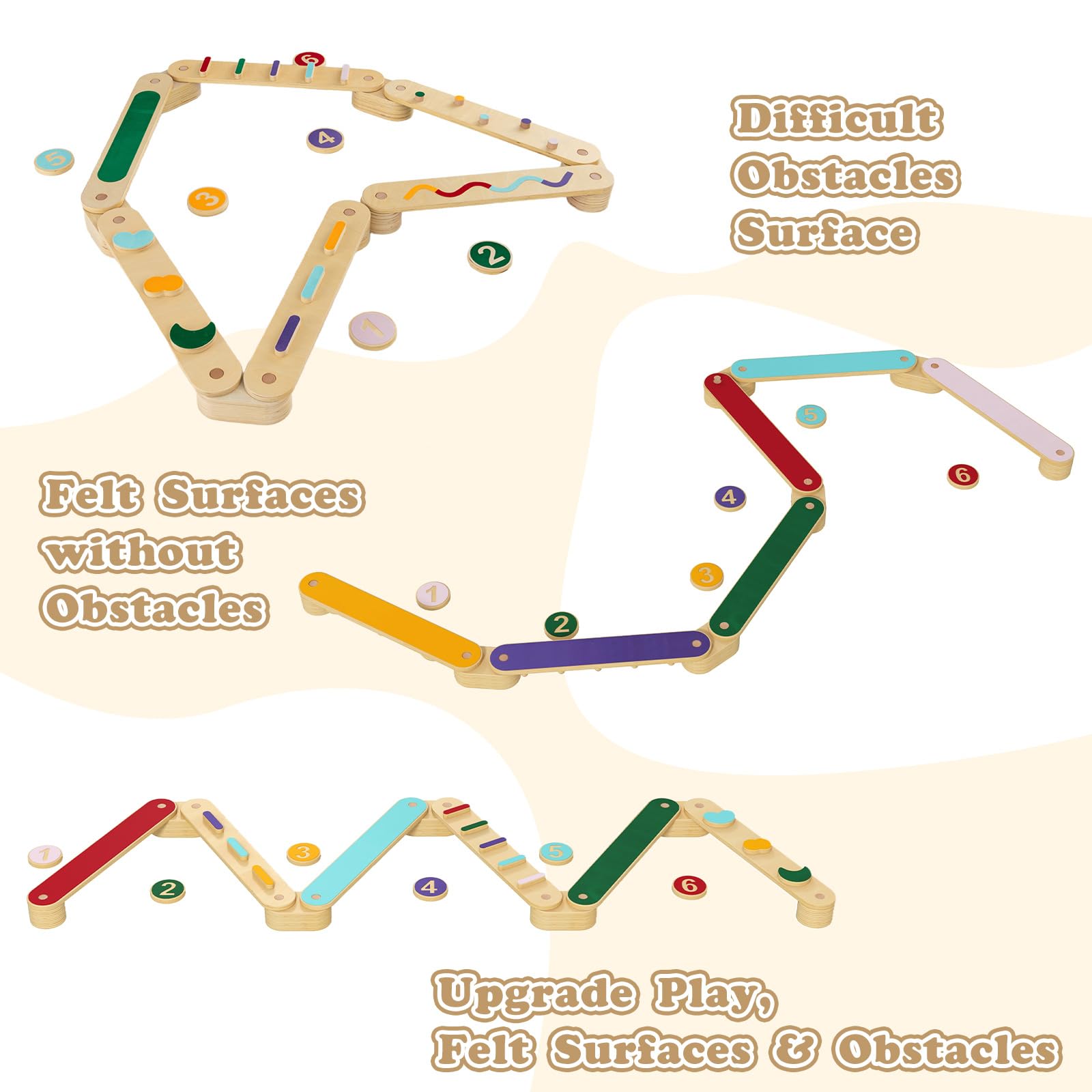 Kids Balance Beam Stepping Stones Set, 20 PCS Montessori Obstacle Course for Toddler Indoor Outdoor