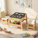 INFANS Kids Table and Chair Set, 4 in 1 Wooden Activity Desk