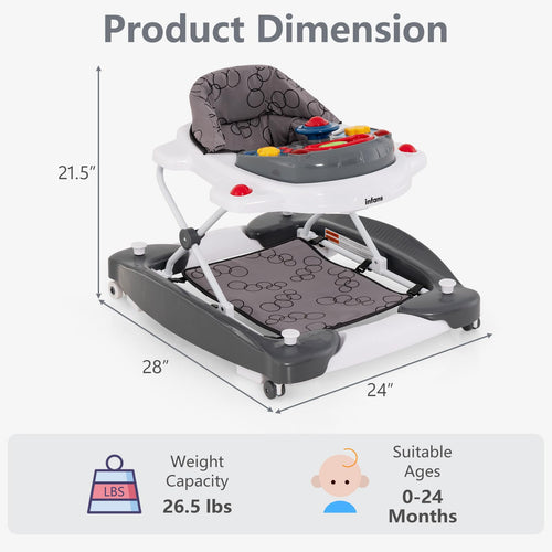 INFANS Baby Walker 5 in 1 Behind Walker Learning Seated Rocker Bouncer with Removable Music Tray