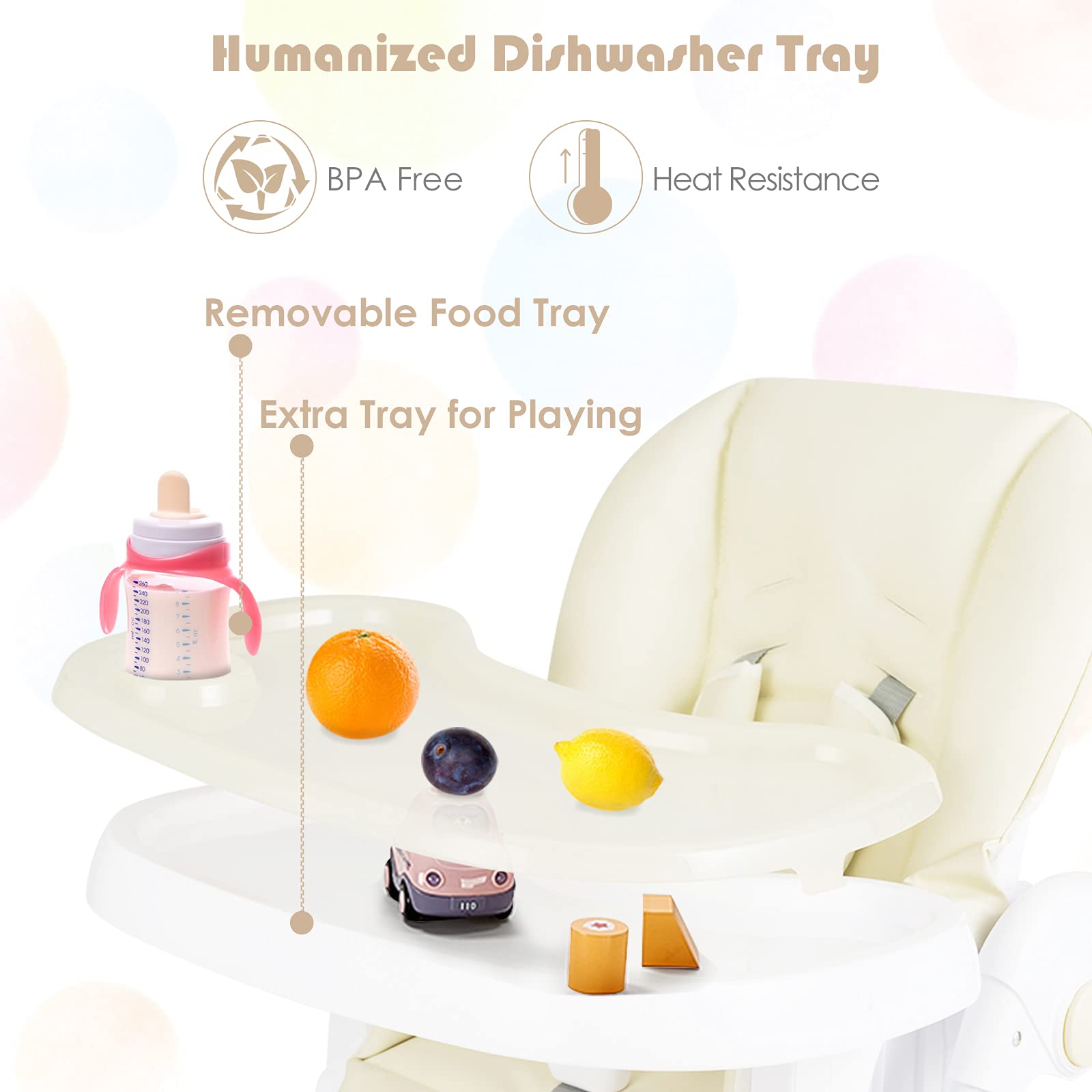 Baby High Chair Folding Highchair for Toddlers w/Adjustable Height