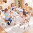 Kids Table and 4 Chairs Set, Height Adjustable Children Activity Desk with Graffiti Desktop 2 Storage Boxes
