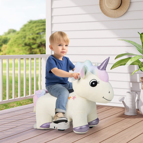 Kids Ride On Toy, 6V Electric Unicorn Ride On Toy w/Anti-Slip Handlebars, Flexible Wheels & Foot Pedal