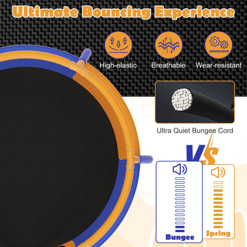 Mini Trampoline with Enclosure, 48" Recreational Trampoline with Safety No-Gap Design for 3-6 Years Old