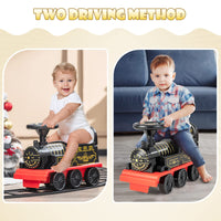 OLAKIDS Kids Ride On Train with Track 6V Electric Toy with Lights and Sounds