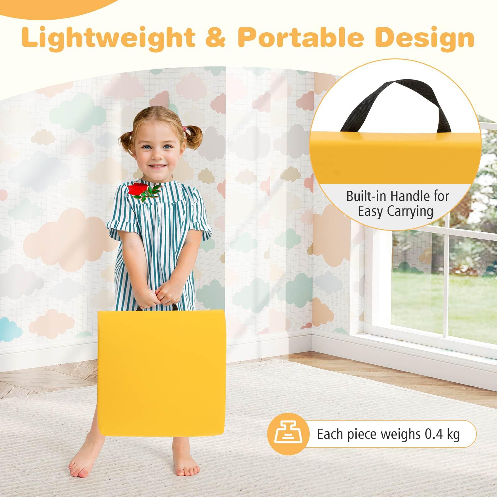 6 PCS Square Floor Cushions with Carrying Handles
