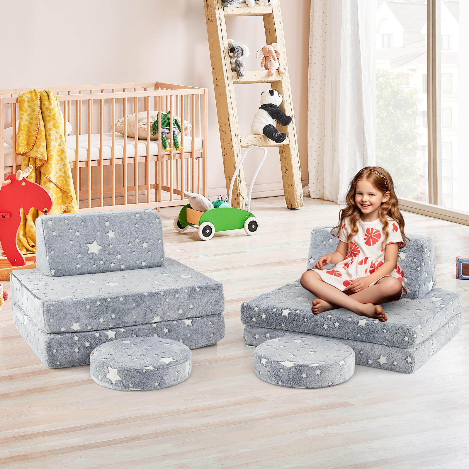 Modular Kids Play Couch, 6 PCS Toddler Creative Sectional Fort Building Sofa