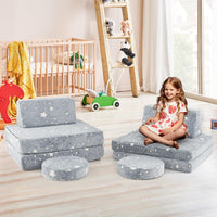 Modular Kids Play Couch, 6 PCS Toddler Creative Sectional Fort Building Sofa
