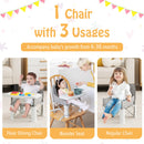 Baby Travel Booster Seat Portable Folding Toddler Floor Dining Chair w/Removable Swivel Double Tray
