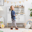 INFANS Kid Kitchen Playset Toddler Wooden Pretend Cooking Set with Realistic Light & Sound