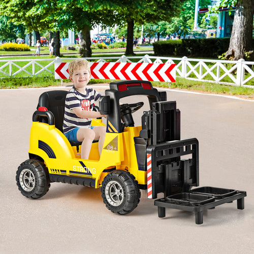 Kids Electric Ride-On Car, 12V Electric Forklift with Remote Control & Gear Switches, Liftable Fork & Pallet