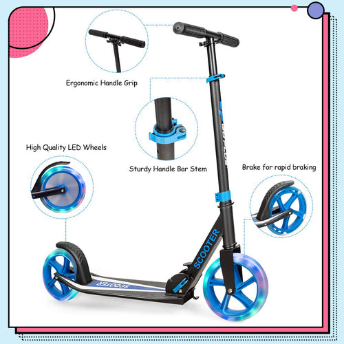 Kids Folding Kick Scooter, Scooter for Children Teens w/2 Flash Wheels