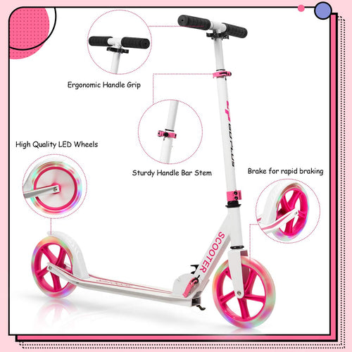 Kids Folding Kick Scooter, Scooter for Children Teens w/2 Flash Wheels