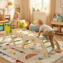 Pikler Triangle Set, 13 in 1 Frog Theme Foldable Wooden Montessori Toddler Climbing Toys