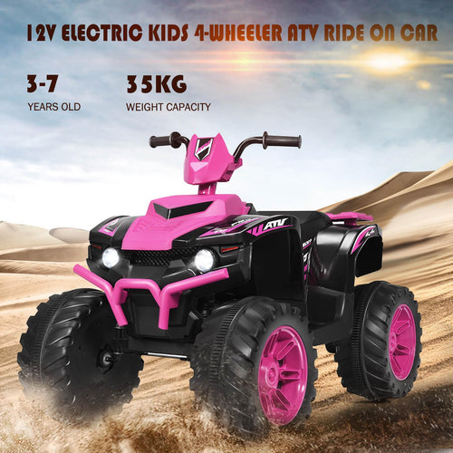 12V Electric ATV Ride on Car, Battery Powered 4 Wheeler ATV, Music & Story, Bright LED Lights, Cool Appearance