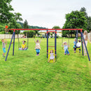 OLAKIDS 660lbs Swing Set, Outdoor A-Frame Heavy Duty Metal Swing Stand with Monkey Bar for Kids