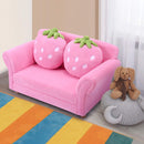Children Couch Armrest Chair Double Seats with Strawberry Pillows