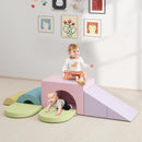 OLAKIDS Toddler Climbing Toys Indoor, 7 Pieces Baby Foam Blocks Soft Play Set with PU Leather