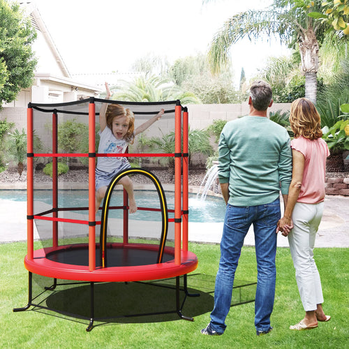 5.3FT Kids Trampoline, Toddler Trampoline w/Safe Enclosure Net, Accessories Bag, Jumping Pad