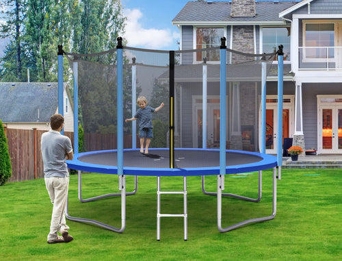 Trampoline for Kids Adults, 12FT 14FT Big Rebounder w/Step Ladder, Reinforced Galvanized Steel Frame