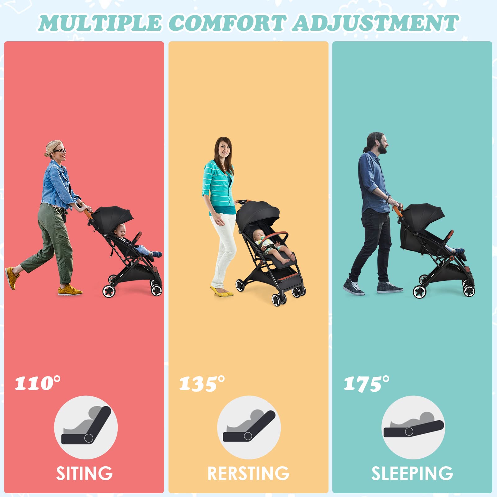 INFANS Travel Stroller, Lightweight Compact Baby Stroller for Airplane