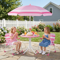 Kids Picnic Table, Outdoor Toddler Patio Furniture Set with 2 Folding Chairs Adjustable Foldable Umbrella