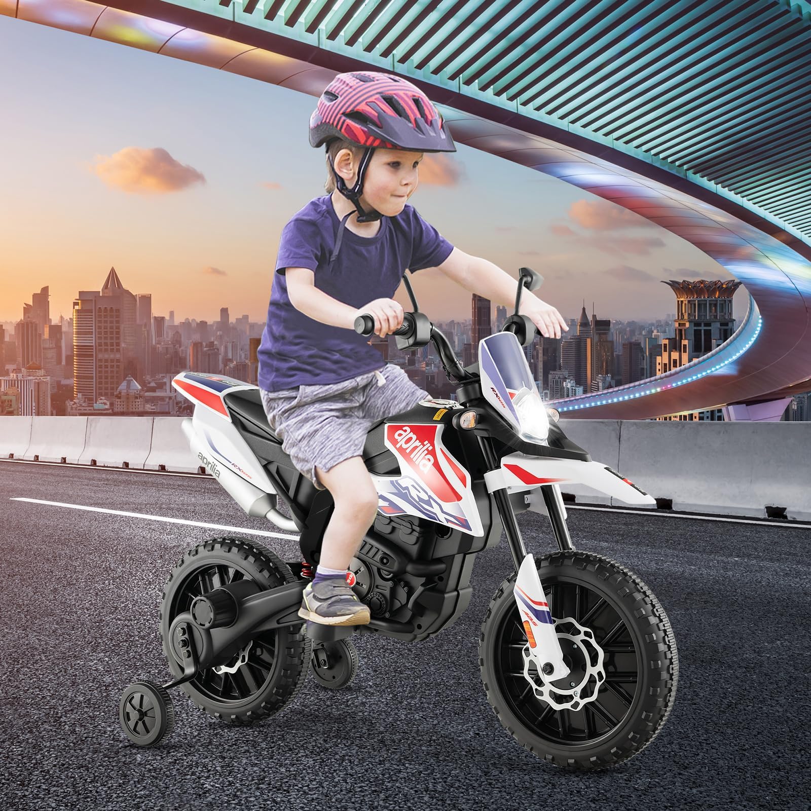 INFANS Kids Motorcycle 12V, Licensed Aprilia RX125 Electric Ride