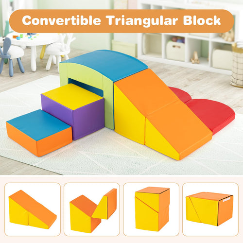 6 Pieces Foam Climbing Blocks with Tunnel Stairs and Ramp for 12 Months+