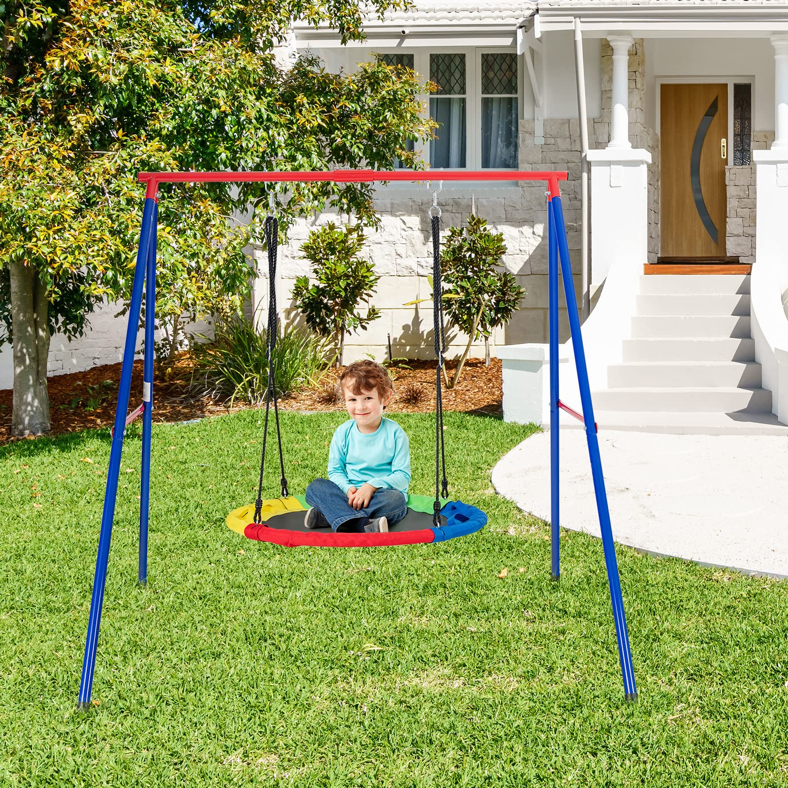 INFANS 2 Seat Swing Stand, 550 lbs Heavy Duty Metal Swing Frame