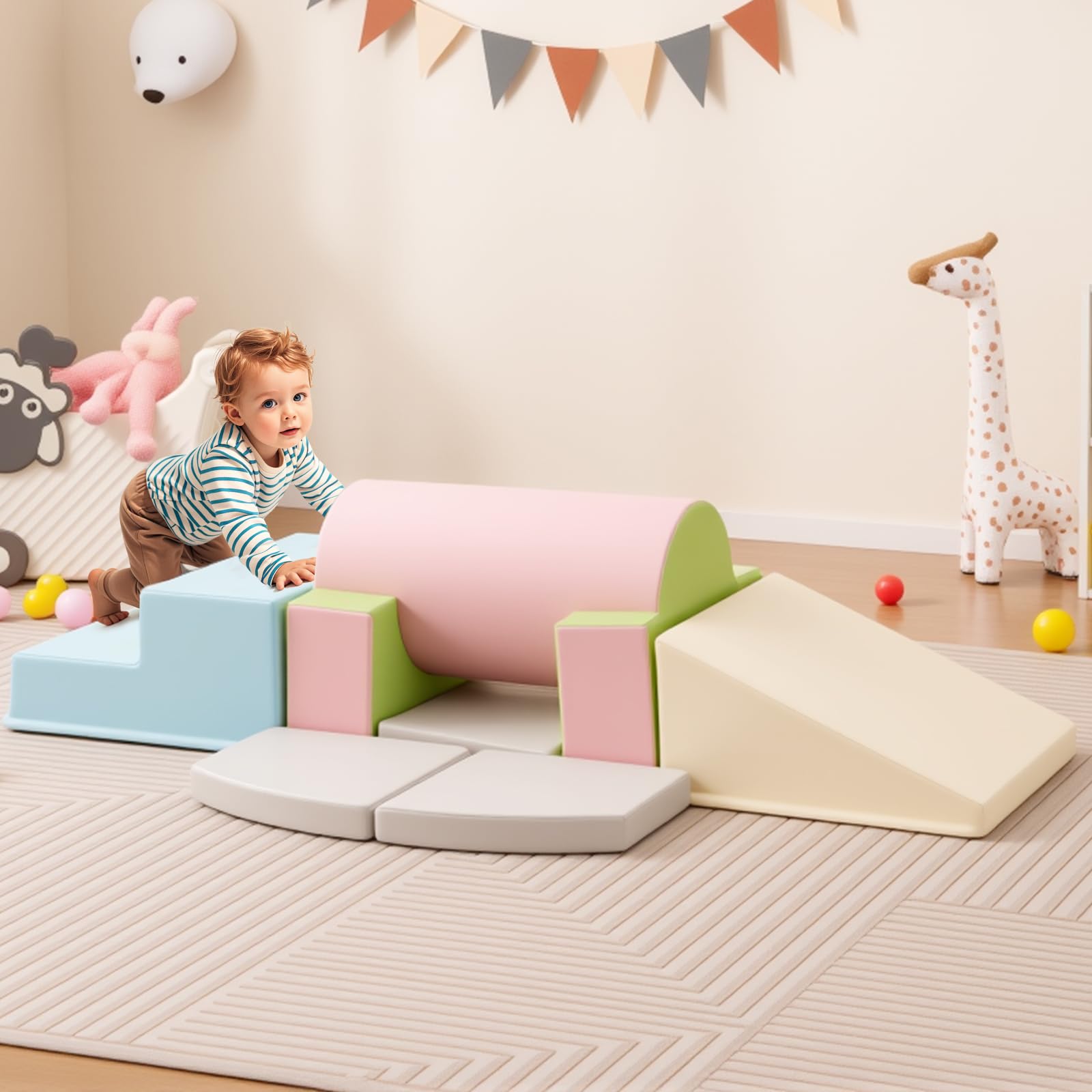 10-Piece Soft Foam PU Leather Climbing Toys Building Blocks for Toddlers