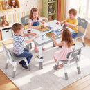 Kids Table and 4 Chairs Set, Height Adjustable Children Activity Desk with Graffiti Desktop 2 Storage Boxes