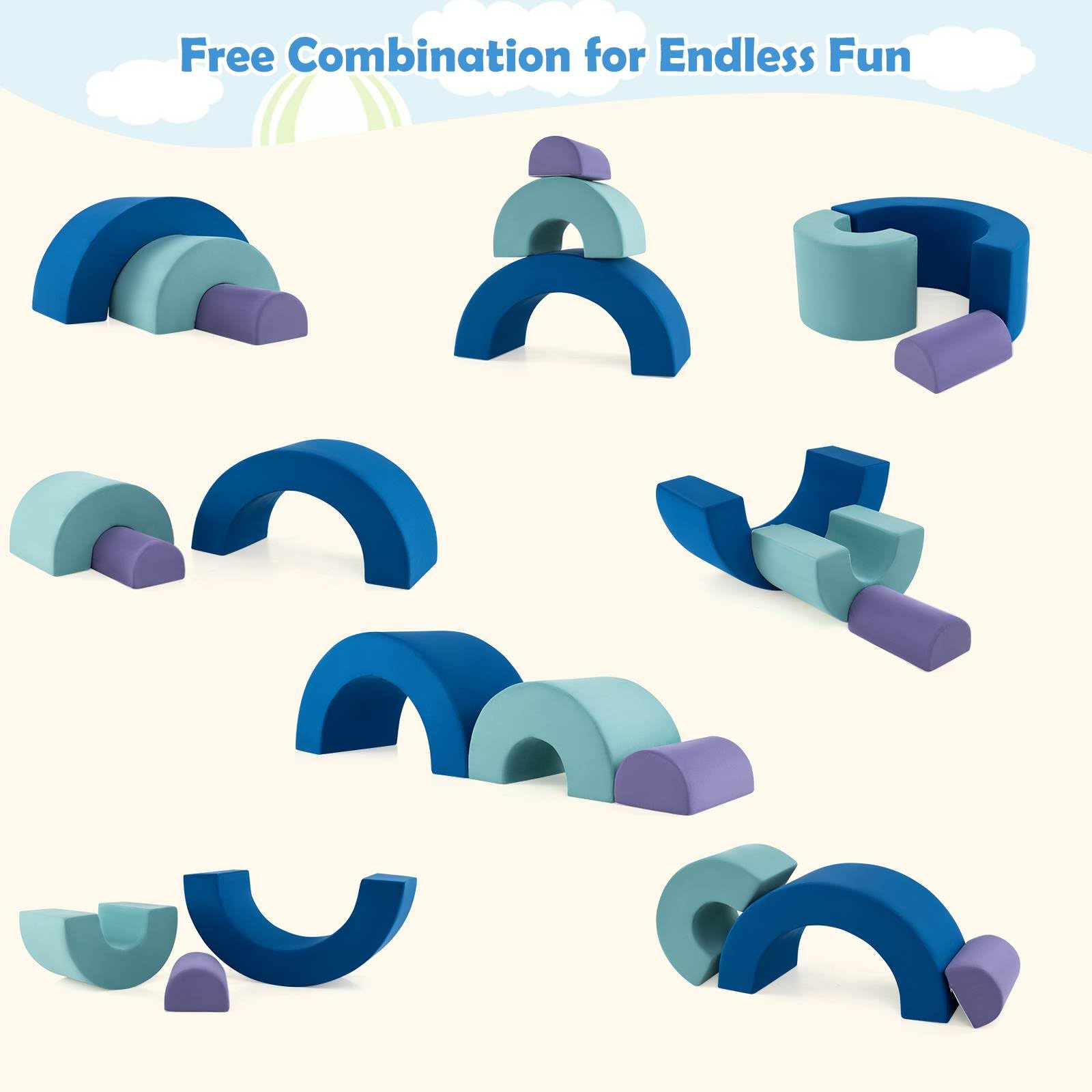 Rainbow Arc Climber Playset Foam Climbing Blocks with Washable Covers