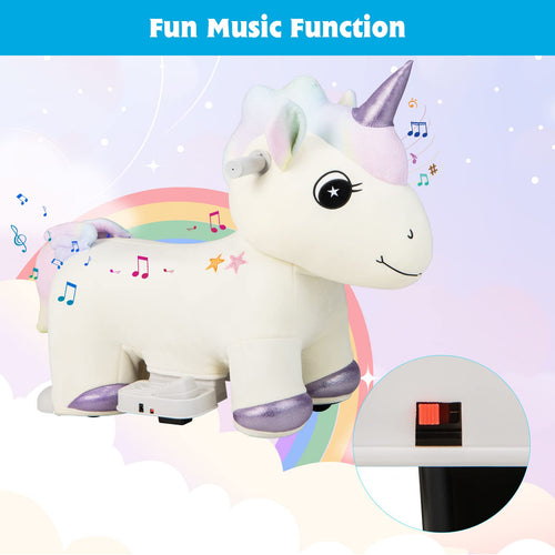 Kids Ride On Toy, 6V Electric Unicorn Ride On Toy w/Anti-Slip Handlebars, Flexible Wheels & Foot Pedal