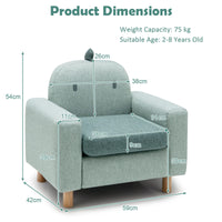 Kids Sofa Wooden Armrest Chair Couch with Thick Cushion Beech Legs