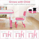 Kids Table and Chair Set, Height Adjustable Toddler Activity Desk with Graffiti Desktop Storage Boxes