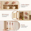 Play Kitchen, Wooden Kids Cooking Toy with Realistic Lights Sounds