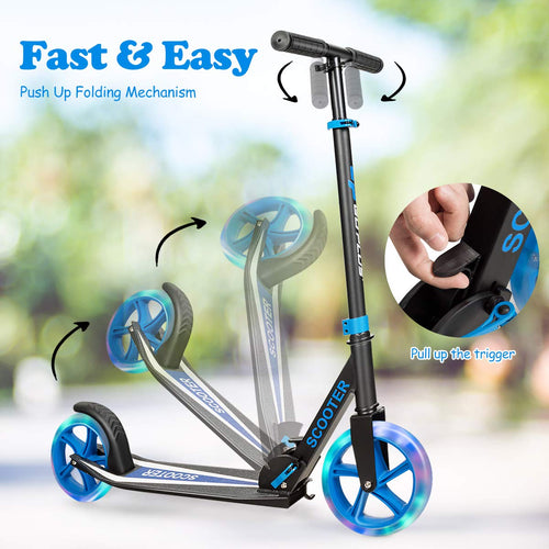 Kids Folding Kick Scooter, Scooter for Children Teens w/2 Flash Wheels
