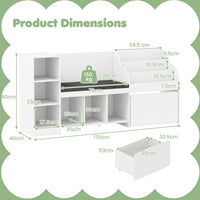 4-in-1 Kids Bookcase with Reading Nook and Removable Seat Cushion