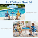 Kids Picnic Table, Outdoor Toddler Patio Furniture Set with 2 Folding Chairs Adjustable Foldable Umbrella