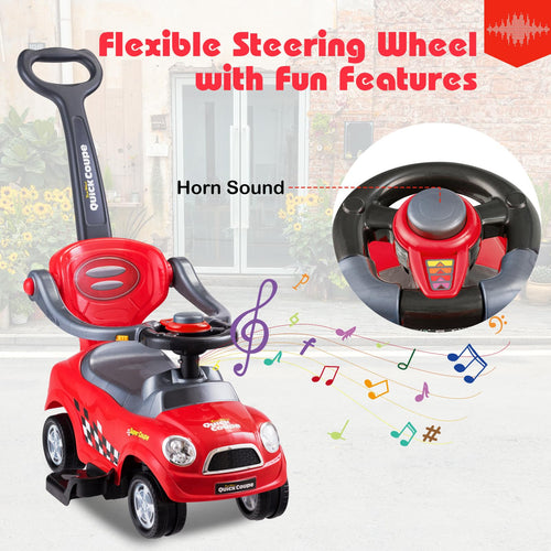 3-in-1 Ride On Push Car, Foot-to-Floor Toddler Walking Car w/Anti-Back-Tipping Design, Sliding Car for 2-6 Years