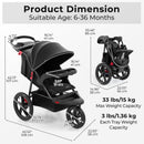 INFANS Jogging Stroller, Foldable Jogger with Air-Filled Tires Shock Absorbing Suspension