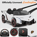 12V 4WD Licensed Lamborghini Veneno Powered Electric Vehicle with Hydraulic Doors, Rocking Mode, Adjustable Speeds, Remote Control, MP3, Headlight
