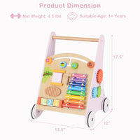 INFANS Wooden Baby Walker, Montessori Walker with Multiple Activity Toys