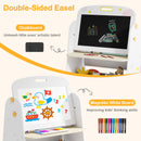 Easel for Kids with Stool, 4-in-1 Double-Sided Adjustable Magnetic Chalkboard with Paper Roll