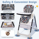 5-in-1 folding baby high chair with wheels and footstool