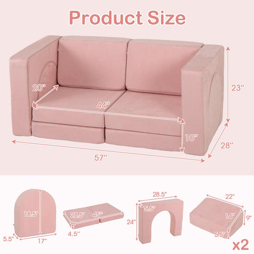 INFANS Modular Kids Play Couch 8 PCS Toddler Creative Sectional Building Sofa for Playroom